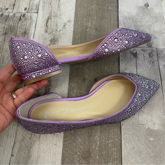 Betsey Johnson Remy Flat Pointed Toe Embellished Size 6 1/2 M Purple - Picture 5 of 12